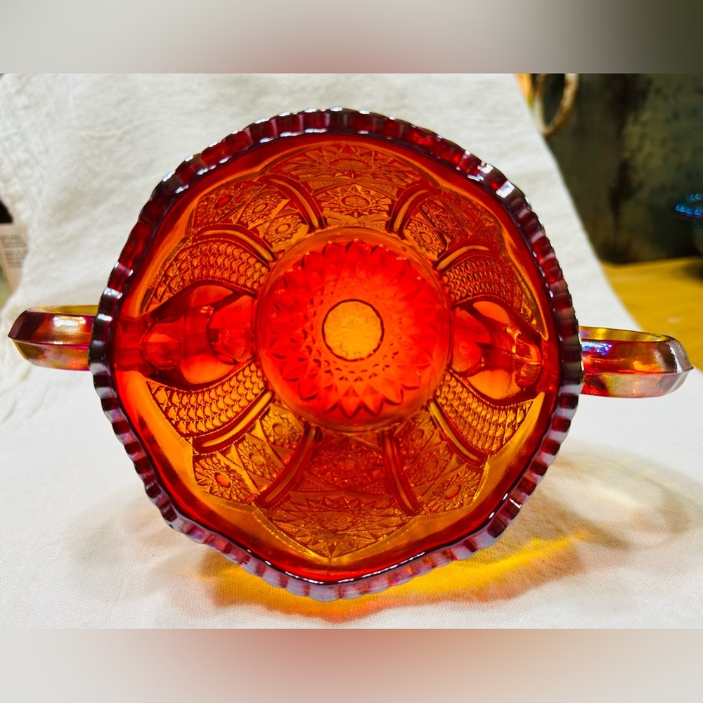 Vintage Indiana carnival glass open sugar bowl. No chips, cracks or rough edges. - Picture 6 of 6